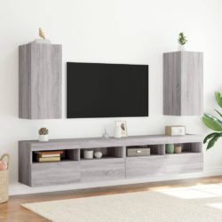 TV-benker med LED-lys 2 stk grå sonoma 30,5x35x70 cm