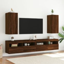 Vegghengte TV-benker med LED 2 stk brun eik 30,5x35x70 cm