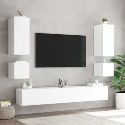 Vegghengte TV-benker med LED 2 stk hvit 40,5x35x40 cm