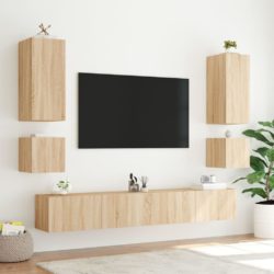 Vegghengt TV-benk med LED sonoma eik 40,5x35x40 cm