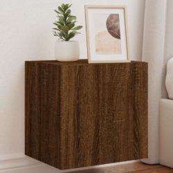 Vegghengte TV-benker med LED-lys 2 stk brun eik 40,5x35x40 cm