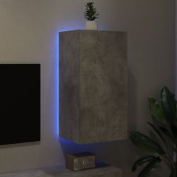 Vegghengt TV-benk med LED-lys betonggrå 40,5x35x80 cm