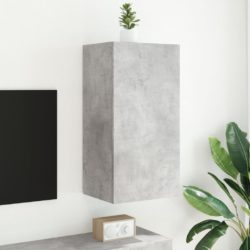 Vegghengt TV-benk med LED-lys betonggrå 40,5x35x80 cm