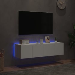 Vegghengte TV-benker med LED 2 stk hvit 60x35x31 cm