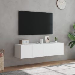 Vegghengte TV-benker med LED 2 stk hvit 60x35x31 cm