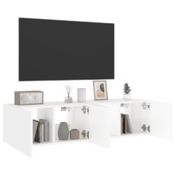 Vegghengte TV-benker med LED 2 stk hvit 60x35x31 cm