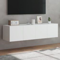 Vegghengte TV-benker med LED 2 stk hvit 60x35x31 cm