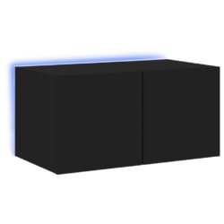 Vegghengt TV-benk med LED svart 60x35x31 cm