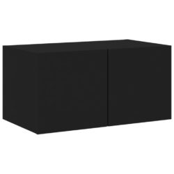 Vegghengt TV-benk med LED svart 60x35x31 cm