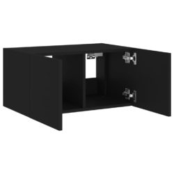 Vegghengt TV-benk med LED svart 60x35x31 cm