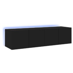 Vegghengte TV-benker med LED 2 stk svart 60x35x31 cm