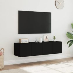 Vegghengte TV-benker med LED 2 stk svart 60x35x31 cm