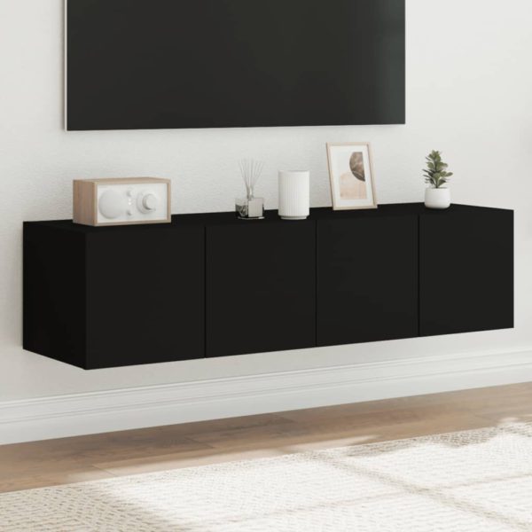 Vegghengte TV-benker med LED 2 stk svart 60x35x31 cm