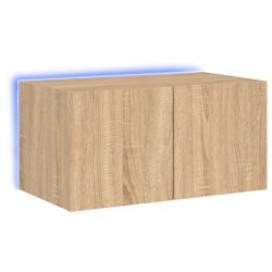 Vegghengt TV-benk med LED sonoma eik 60x35x31 cm