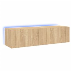 Vegghengte TV-benker med LED 2 stk sonoma eik 60x35x31 cm