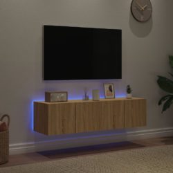 Vegghengte TV-benker med LED 2 stk sonoma eik 60x35x31 cm