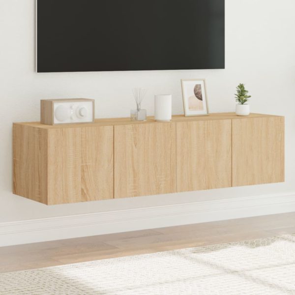 Vegghengte TV-benker med LED 2 stk sonoma eik 60x35x31 cm