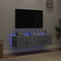 Vegghengte TV-benker med LED-lys 2 stk betonggrå 60x35x31 cm