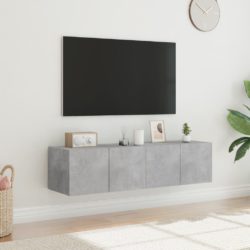 Vegghengte TV-benker med LED-lys 2 stk betonggrå 60x35x31 cm