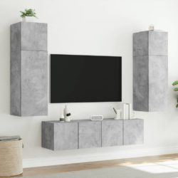 Vegghengte TV-benker med LED-lys 2 stk betonggrå 60x35x31 cm