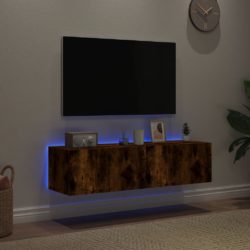 TV-benker med LED-lys 2 stk røkt eik 60x35x31 cm