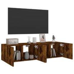 TV-benker med LED-lys 2 stk røkt eik 60x35x31 cm