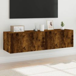 TV-benker med LED-lys 2 stk røkt eik 60x35x31 cm