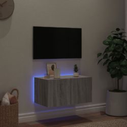 Vegghengt TV-benk med LED grå sonoma 60x35x31 cm