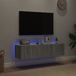 Vegghengte TV-benker med LED-lys 2 stk grå sonoma 60x35x31 cm