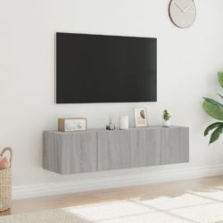 Vegghengte TV-benker med LED-lys 2 stk grå sonoma 60x35x31 cm