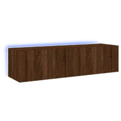 TV-benker med LED-lys 2 stk brun eik 60x35x31 cm