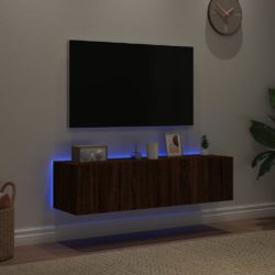 TV-benker med LED-lys 2 stk brun eik 60x35x31 cm