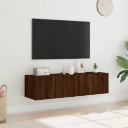 TV-benker med LED-lys 2 stk brun eik 60x35x31 cm