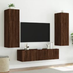 TV-benker med LED-lys 2 stk brun eik 60x35x31 cm