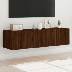 TV-benker med LED-lys 2 stk brun eik 60x35x31 cm