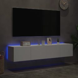 Vegghengte TV-benker med LED 2 stk hvit 80x35x31 cm