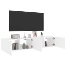 Vegghengte TV-benker med LED 2 stk hvit 80x35x31 cm