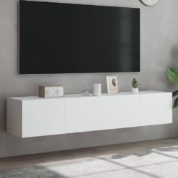 Vegghengte TV-benker med LED 2 stk hvit 80x35x31 cm