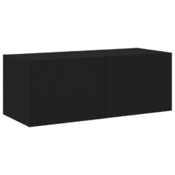 Vegghengt TV-benk med LED svart 80x35x31 cm