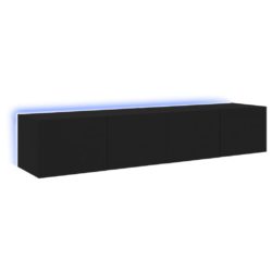 Vegghengte TV-benker med LED 2 stk svart 80x35x31 cm