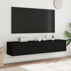 Vegghengte TV-benker med LED 2 stk svart 80x35x31 cm