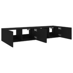 Vegghengte TV-benker med LED 2 stk svart 80x35x31 cm