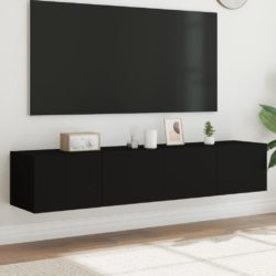 Vegghengte TV-benker med LED 2 stk svart 80x35x31 cm