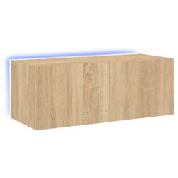 Vegghengt TV-benk med LED sonoma eik 80x35x31 cm