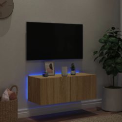 Vegghengt TV-benk med LED sonoma eik 80x35x31 cm