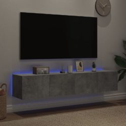 Vegghengte TV-benker med LED-lys 2 stk betonggrå 80x35x31 cm