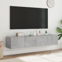 Vegghengte TV-benker med LED-lys 2 stk betonggrå 80x35x31 cm