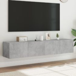 Vegghengte TV-benker med LED-lys 2 stk betonggrå 80x35x31 cm