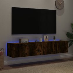 TV-benker med LED-lys 2 stk røkt eik 80x35x31 cm