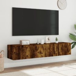 TV-benker med LED-lys 2 stk røkt eik 80x35x31 cm